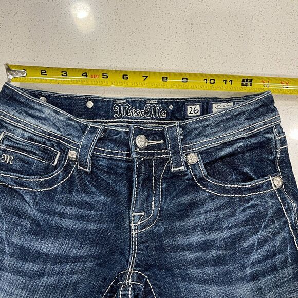 Miss Me Bermuda Jean Shorts Size 26 Embellished Cross Wing Pockets - Picture 10 of 12